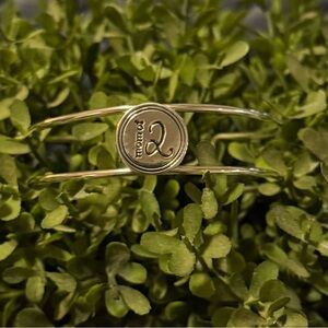 Silver Cuff Bracelet “Mom of 2”